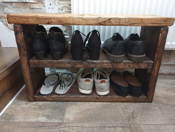 Shoe Bench Extra Deep 30cm Depth, Large Wooden Shoe Rack, Solid Rustic Shoe  Storage, Hallway Decor, Rustic Furniture. 