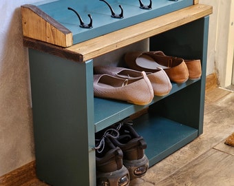 FARROW & Ball142cm Painted Shoe Bench Coat Rack With Shelf 