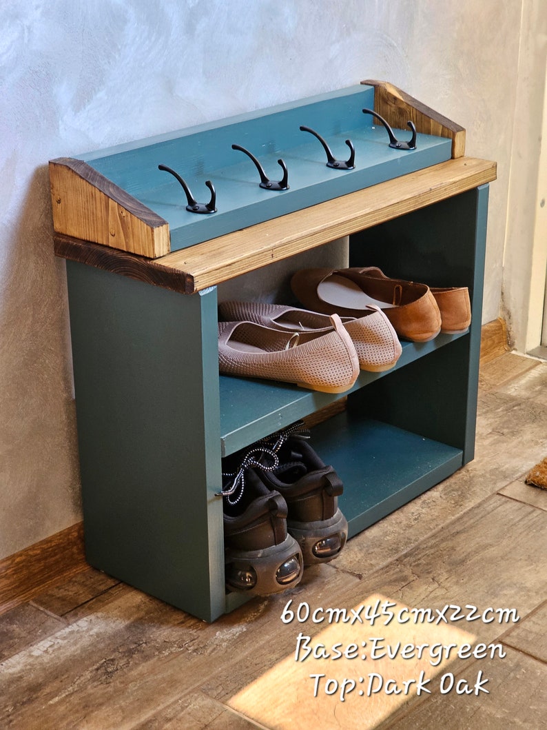 Solid Bespoke Farmhouse Shoe Rack Bench, Coat Rack or set-perfect for Housewarming Gift image 4