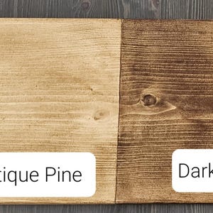 May include: Four wood samples stained in different colors: clear wax, antique pine, dark oak, and tudor oak.