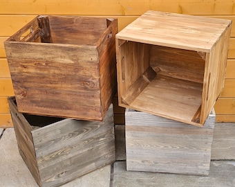 Wooden Storage Crate Kallax Box Insert with handles 33cmx37cmx33cm | 7 colours available| 1-4 crates