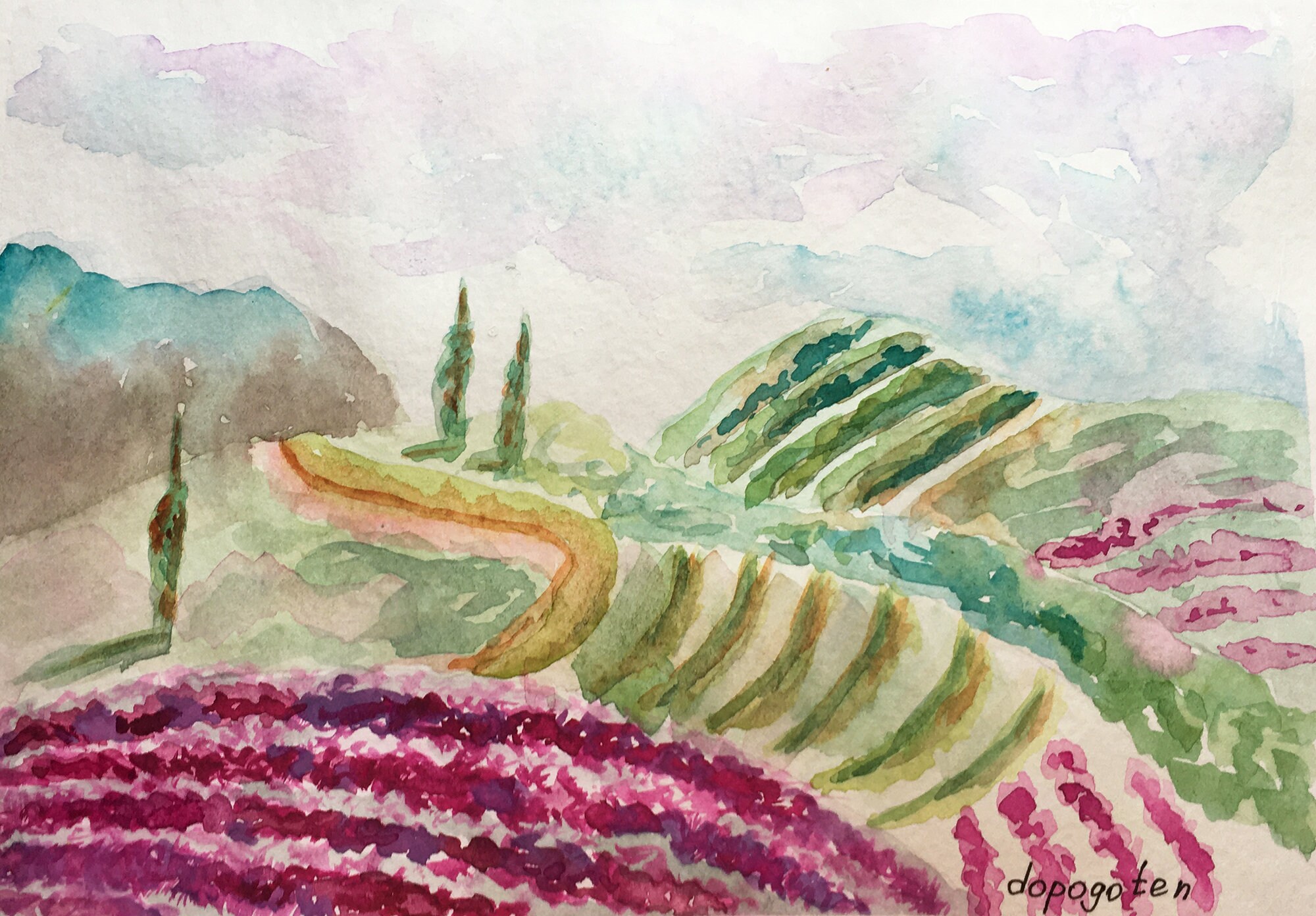 Vineyard Painting Tuscany Original Art Italy Artwork Etsy