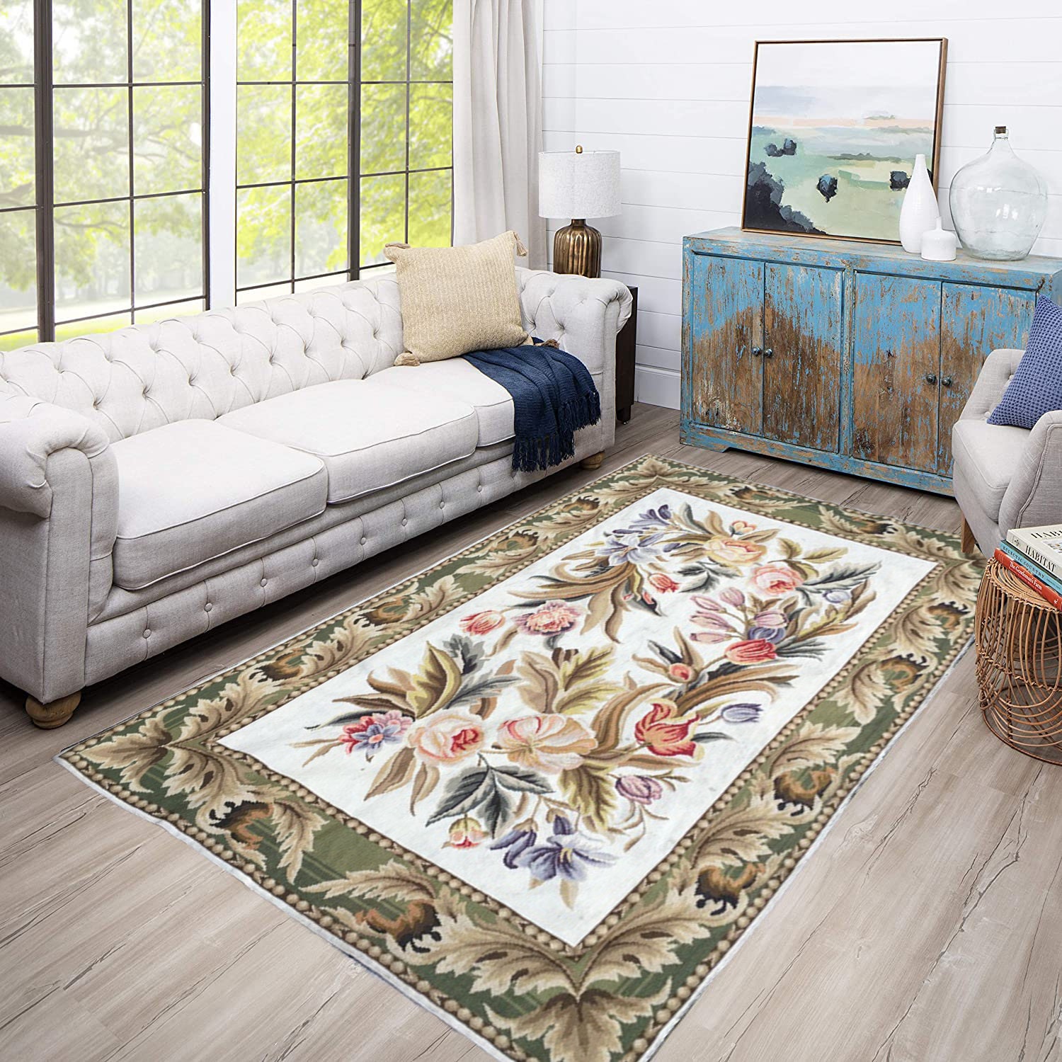 4x6 Feet Vintage French style Aubusson Rug Hand Knotted Rug Etsy