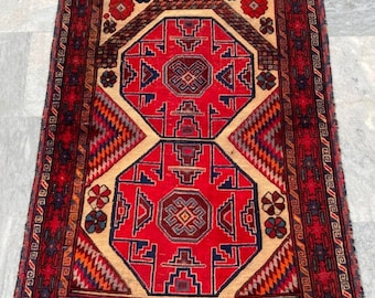 3x2 Feet,Vintage Afghan rug,Turkish rug,Small Rug,Hand knotted rug,Medallion rug,Oushak Design Rug,88x62 cm,Free Shipping