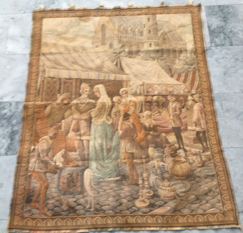 3x4 shops French tapestry,Antique tapestry,Authentic Tapestry,Stunning Tapesty,Home decor tapestry/wall hanging,125x100 cm, Free Shipping