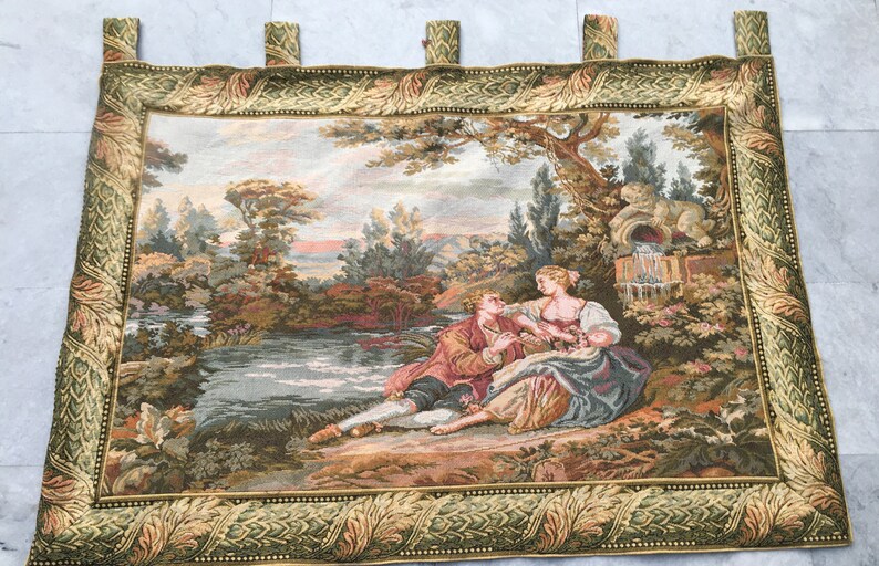 3x4 Feet, French tapestry,Vintage Tapestry,Romantic tapestry,Authentic Tapestry,Wall Hanging Tapestry,Home shops decor,125x88 cm,Free Shipping