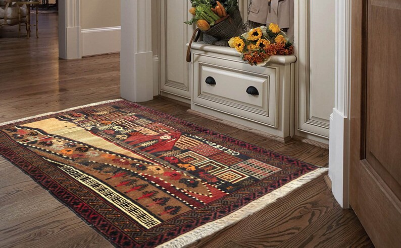 150x88 cm Free Shipping Vintage Afghan Rug 5x3 Feet Boho Area Rug Handknotted Rug,Turkish Rug Tribal Rug Afghan Wool Kilim Rug