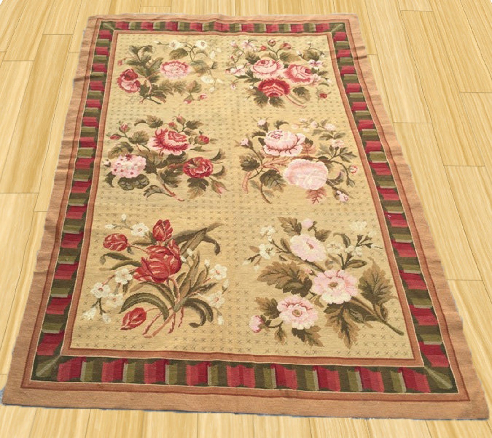 6x4 Feet Aubusson Rug Hand Knotted Rug Needlepoint Wool Etsy