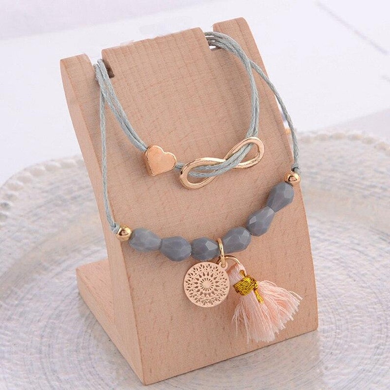 Friend Gift Love Infinity Charm Heart Map Tassel Women Gift 6 pcs Bracelet Set Boho Bracelet Set Wife Gift Bohemian Bracelet Set