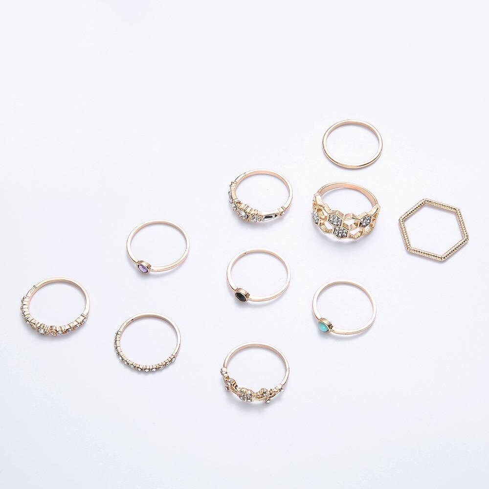 10 pcs Gold Ring Set Boho Ring Set Bohemian Ring Set Etsy