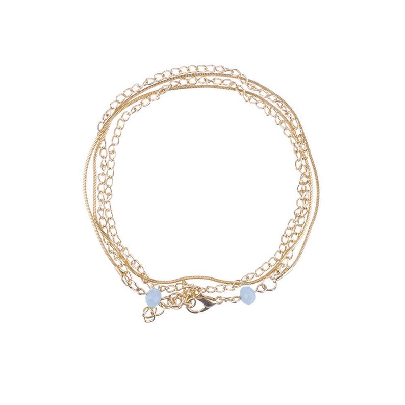 Blue Faceted Beads Friend Gift Snake Chain Anklet Girlfriend Gift Bohemian Anklet Set Double Layer Anklet Set Boho Anklet Set