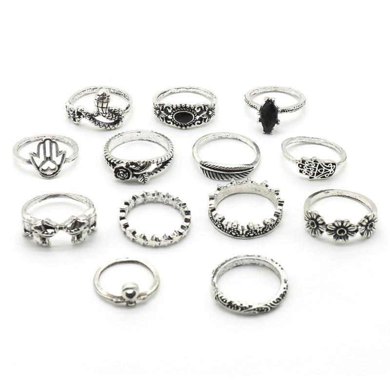 13 Pcs Sliver Ring Set Boho Ring Set Bohemian Ring Set | Etsy