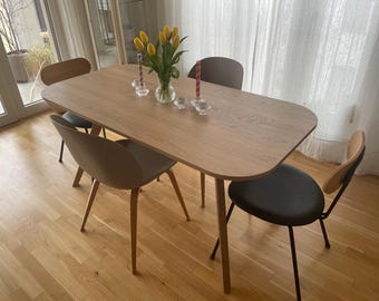 Scandinavian dining table oak SCANDINAVIAN HARMONY | Hand-made, oiled table top, minimalist, modern