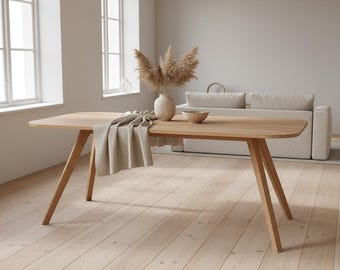 Scandinavian dining table oak SCANDINAVIAN HARMONY | Hand-made, oiled table top, minimalist, modern