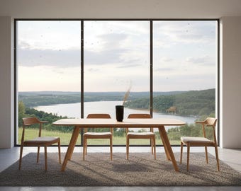 Scandinavian dining table oak SCANDINAVIAN HARMONY | Hand-made, oiled table top, minimalist, modern