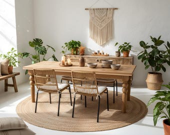 Handcrafted Solid Oak Table – Rustic Elegance with Baroque Charm