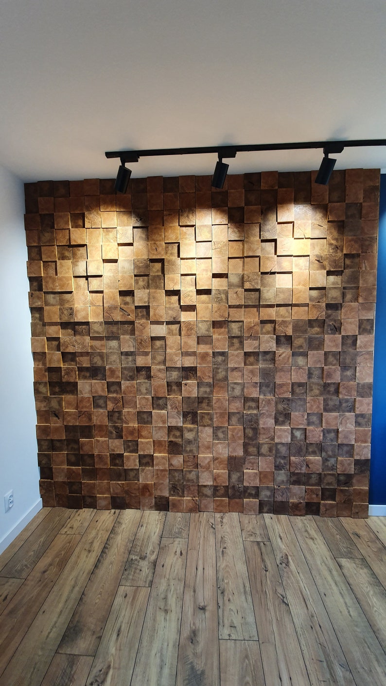 Wooden Wall Decor Acoustic Panel OAK 3D Wooden Mosaic Wood Etsy Canada