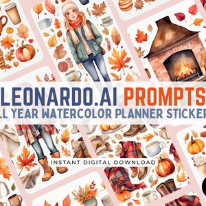 Leonardo.Ai Customizable Prompt for Planner Sticker Sheet | 20+ Sample Prompts, Visual Step by Step Instructions | Prompt Guide