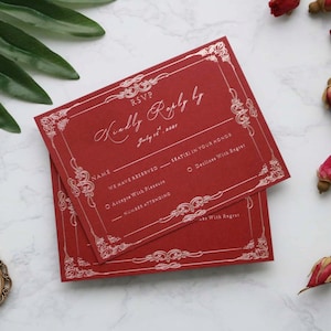 RSVP Cards, Foil Pressed Wedding Inserts, Gold Silver Copper Foil and More Available, Premium Wedding RSVP Cards, Response Cards
