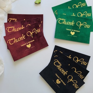 Velvet Thank You Cards, Gold Foil Thank You Cards, Elegant Thank You Card, Hot Foil Engraved Velvet Thank You Cards, Velvet Cards