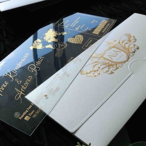 Boarding Pass Invitation, Foil Destination Wedding Invite, Ticket Invite, Passport Invitation, Lux Envelopes 350GSM | My Lovely Store