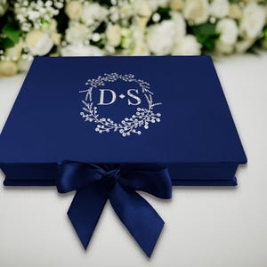 Royal Blue Velvet Luxury Boxes with Acrylic Invites, Foil Pressed Velvet Boxes, Acrylic Invites, Invitation Boxes with Ribbons & Tassels