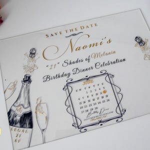 Save the Date Acrylic Invitation With Foil Press, Modern Acrylic Invitations, Custom Acrylic Party Invitations With Foil Pressed Design