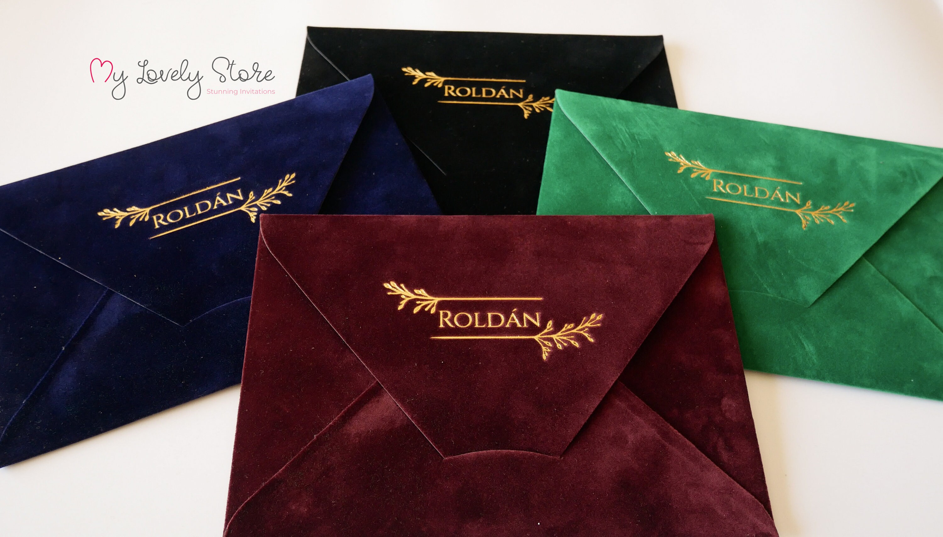 Velvet Envelopes with Monogram Foil Engraving Luxury Wedding Etsy