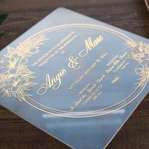 Unique Acrylic Wedding Invitations, Luxury Clear Wedding Invitation, Custom Transparent Invitation, Elegant Real Gold Foil, Custom Invites image 2