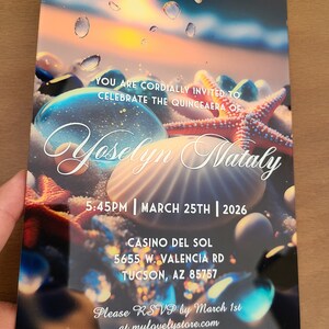 Quinceañera and Sweet 16 Invitations, Color Printed Custom Acrylic Invitations, Quinceañera Acrylic Invitation, Sweet 16 Acrylic Invitation