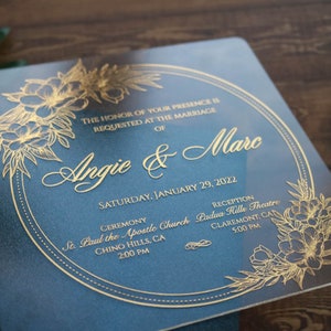 Unique Acrylic Wedding Invitations, Luxury Clear Wedding Invitation, Custom Transparent Invitation, Elegant Real Gold Foil, Custom Invites image 3