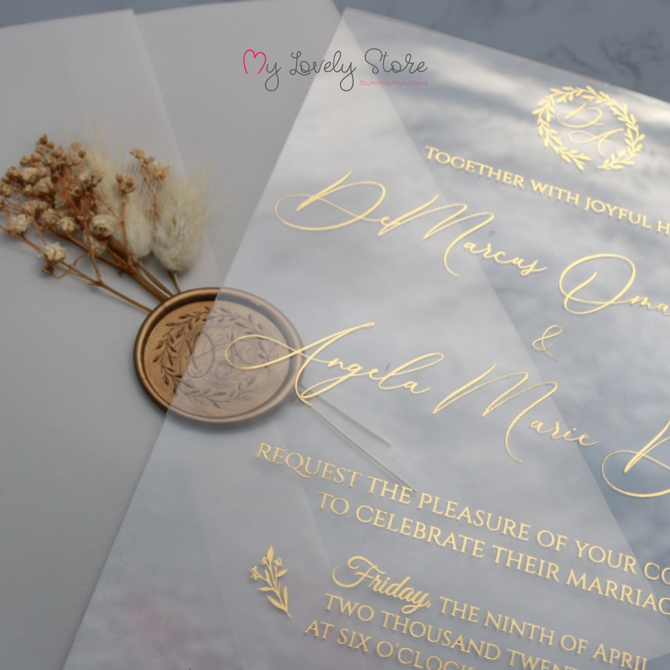 Foil Engraved Clear Acrylic Wedding Invitation Vellum - Etsy Foil Engraved Clear Acrylic Wedding Invitation Vellum - Etsy