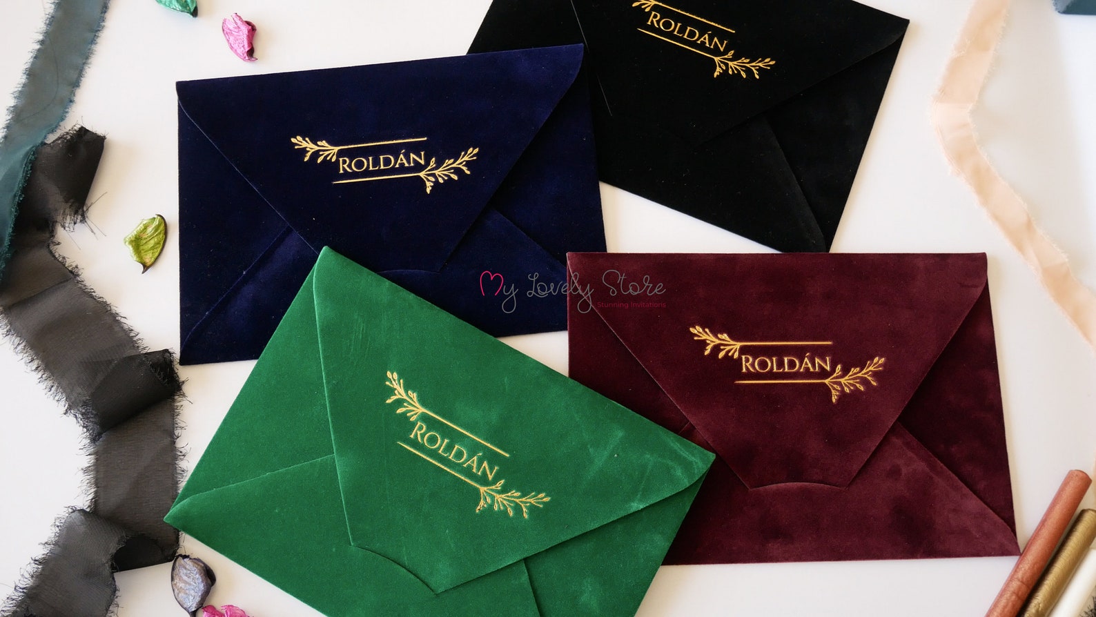 Velvet Envelopes with Monogram Foil Engraving Luxury Wedding Etsy Italia