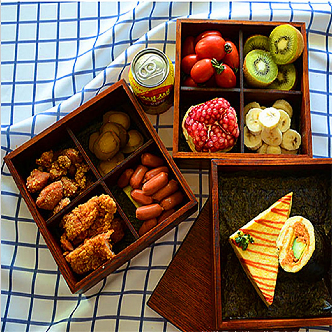Wooden Bento Box Triple Layer Fraxinus Mandshurica Bento Box Etsy