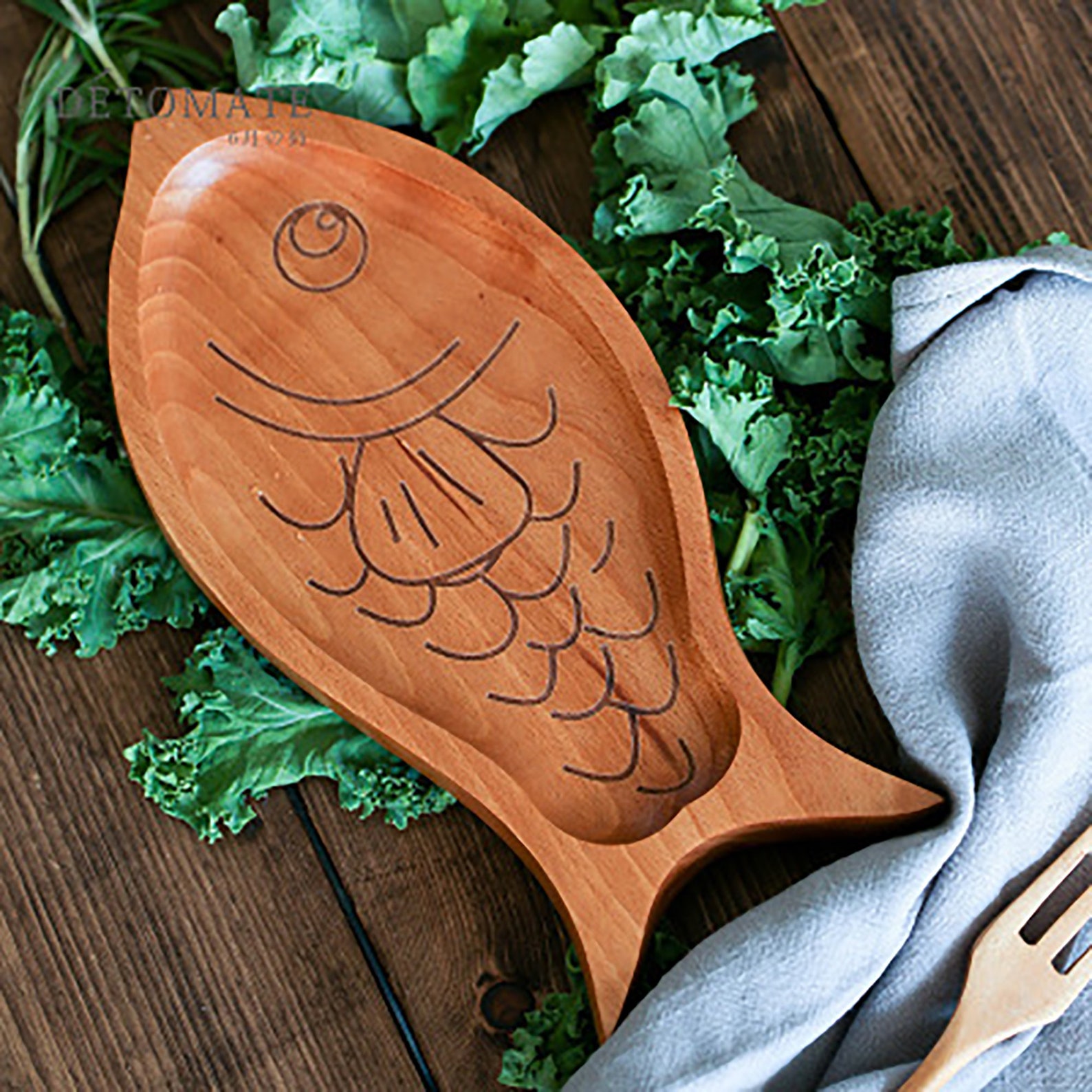 Fish Shape Wooden Plate Solid Wood Tray Wood Tray Wooden Etsy