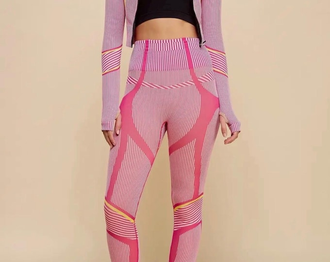 Pink Workout Set, High Waisted Leggings, Active Wear