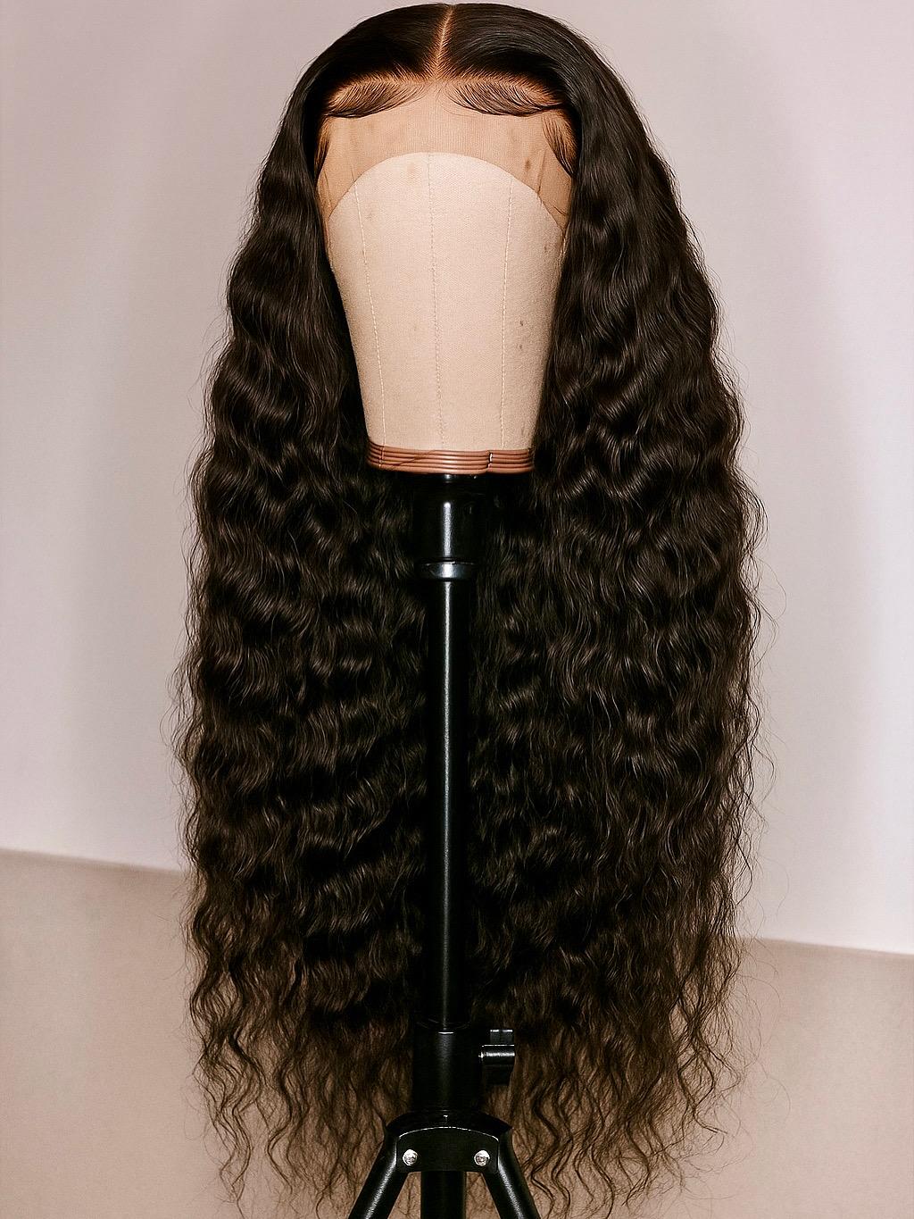 Deep Wave HD Pre Plucked 30 inch 13x6 Transparent Lace Front Brazilian Remy Wig 200% Density