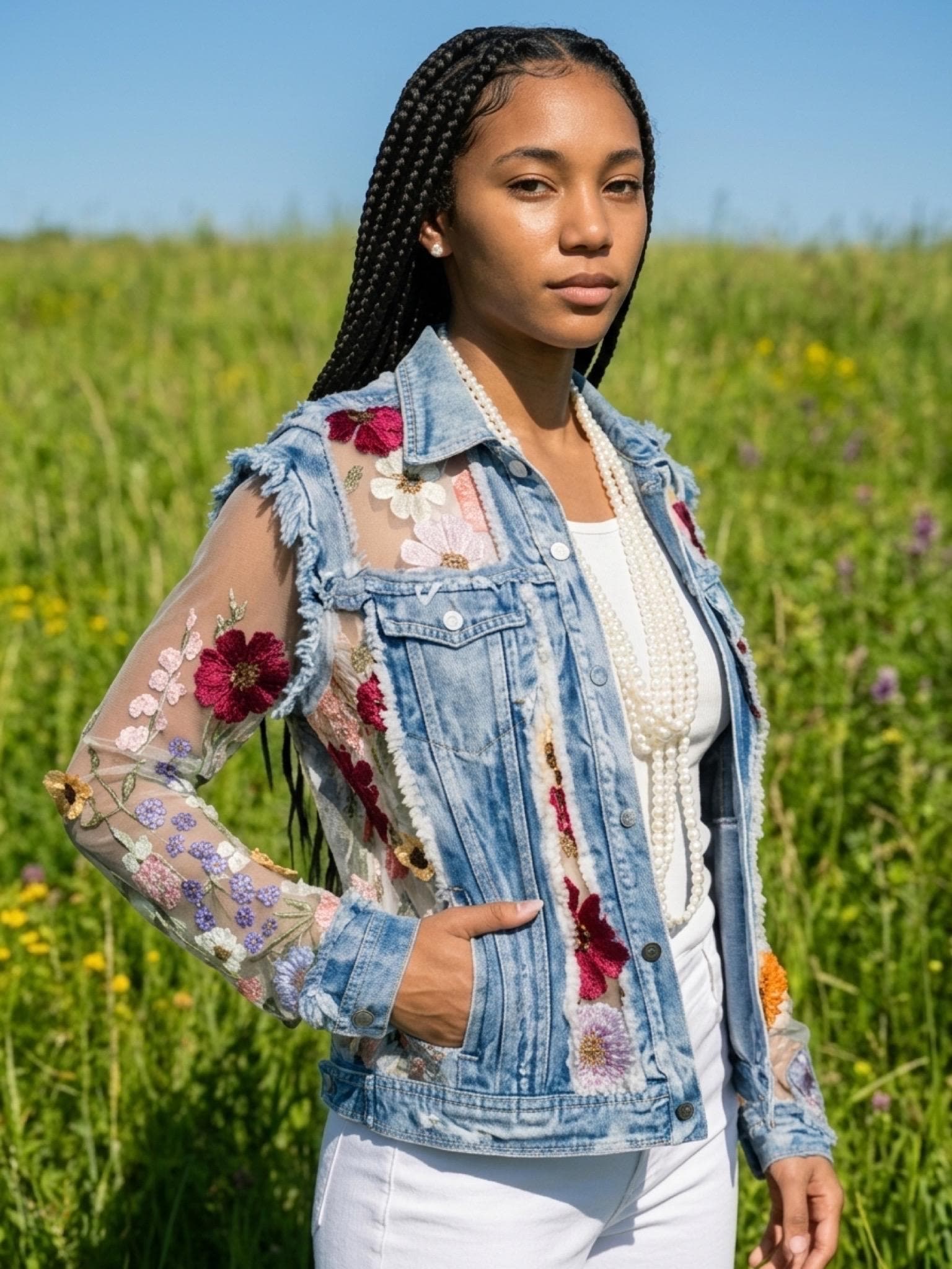 Floral Denim Jacket - Etsy