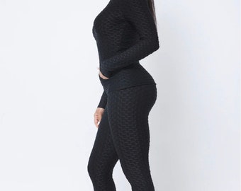 Women’s Two Piece Set, Honeycomb Jacket and Pant Set, Womens workout clothing, Workout leggings,Yoga pants