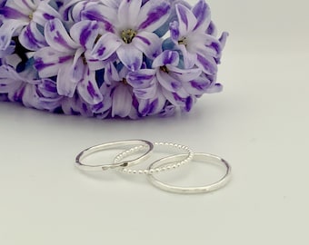 Sterling silver stacking rings. Set of 3, handmade silver rings. Thumb rings, set of rings.