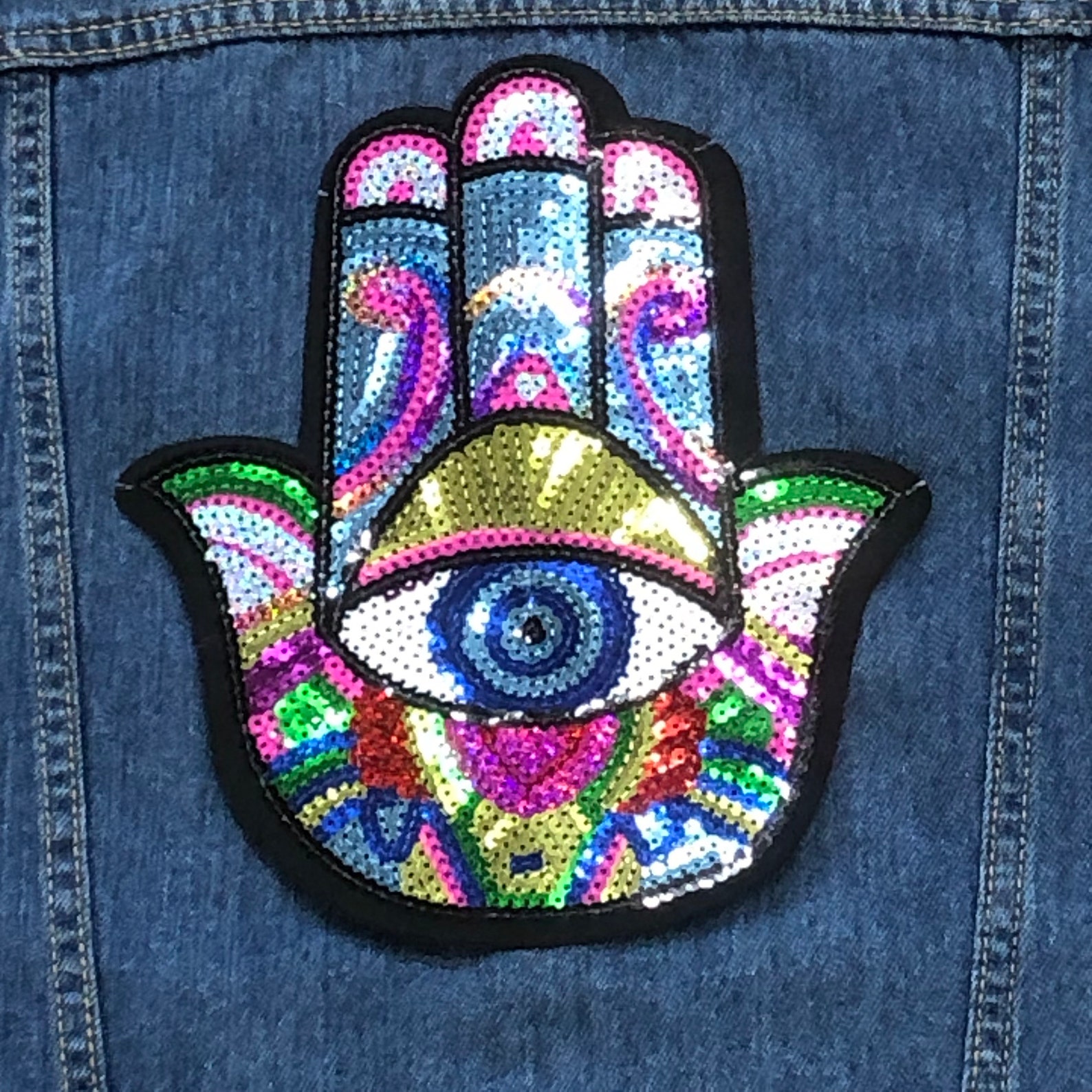 Hamsa hand patch iron on or sew on patch | Etsy