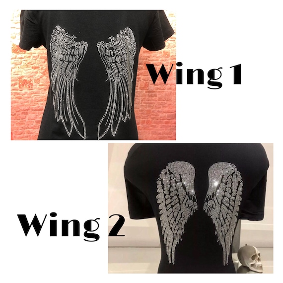 Rhinestone iron on Angel Wings transfer Etsy