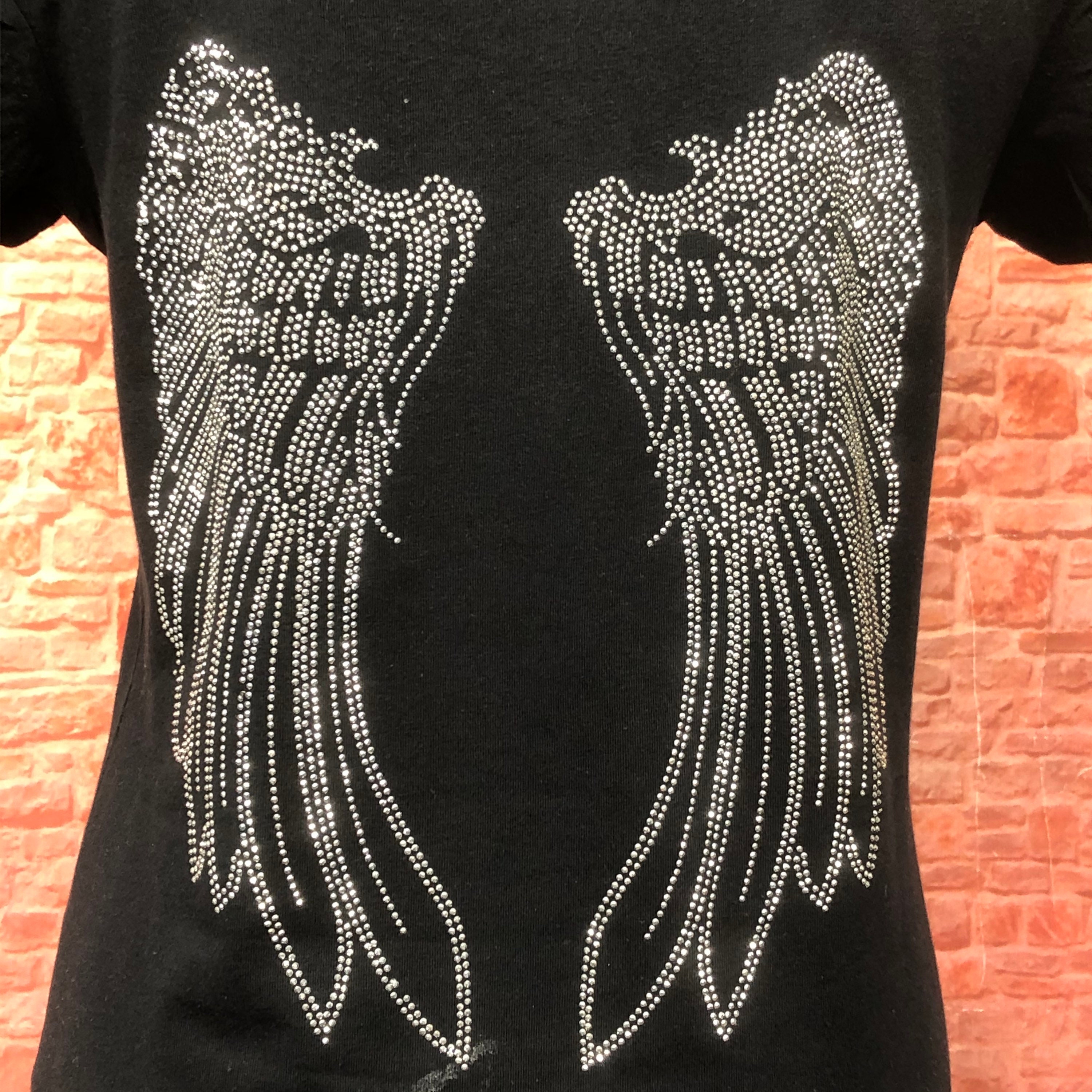 Rhinestone iron on Angel Wings transfer Etsy