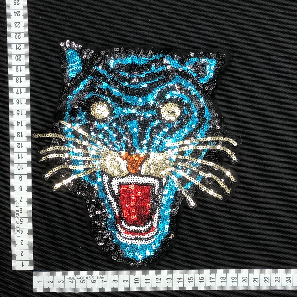 Large Sequin Tiger head Applique Patch Iron or sew on Etsy