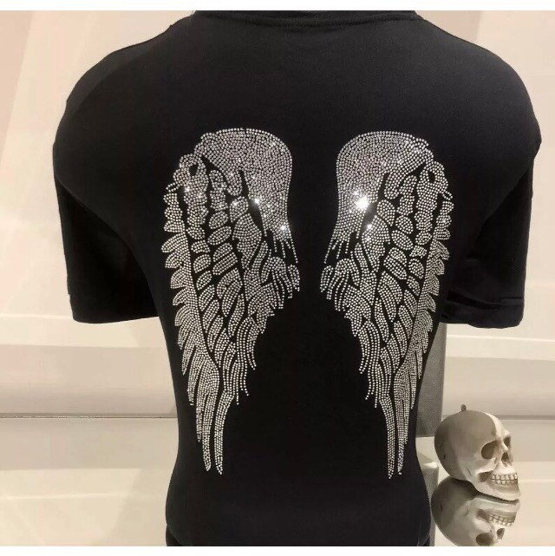 Rhinestone iron on Angel Wings transfer Etsy