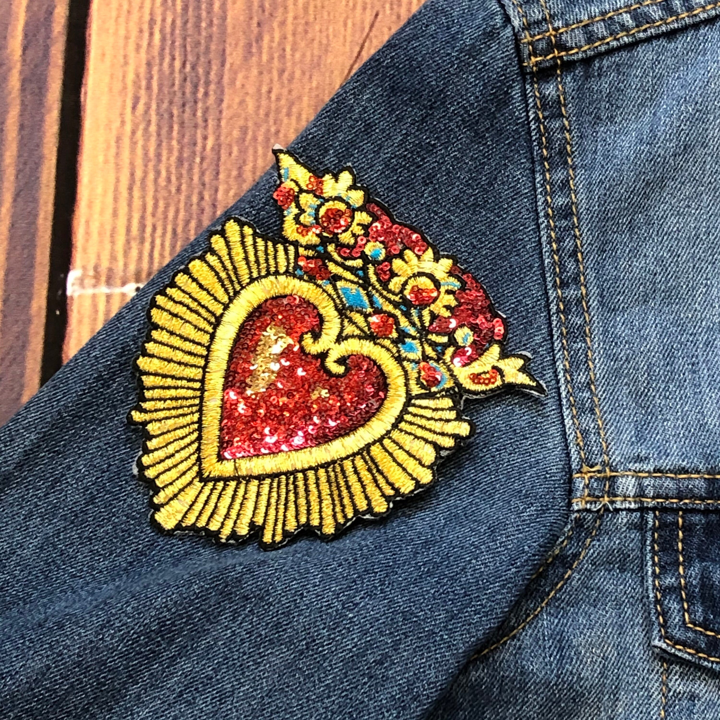 Love heart Patch x 2 pieces Crowned heart sew or Iron on Etsy