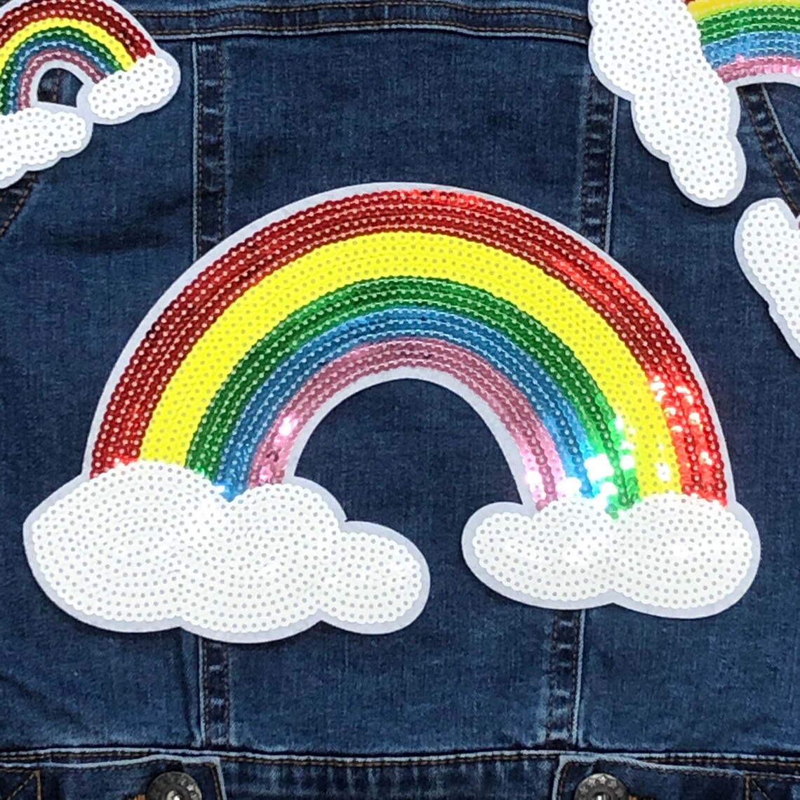 Rainbow patch Iron or sew on small medium & large 3 piece set | Etsy