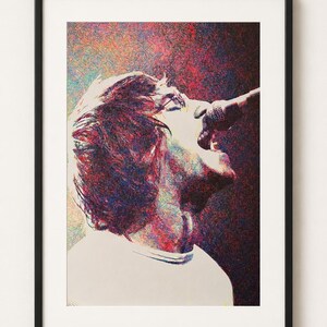 Noel Gallagher Colorful Pen Plotter Portrait, Original CNC Drawing, Contemporary Line Art, 50x70 cm Wall Art, Generative Artwork