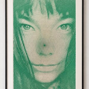 Bjork colorful Pen Plotter Portrait, Original CNC Drawing, Contemporary Line Art, Wall Art, Generative Artwork
