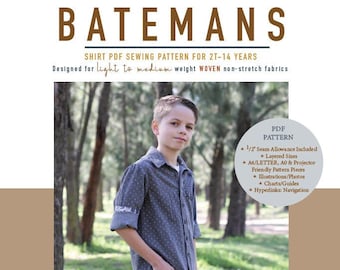 Batemans PDF Cartamodello Camicia per bambini 2T-14Y